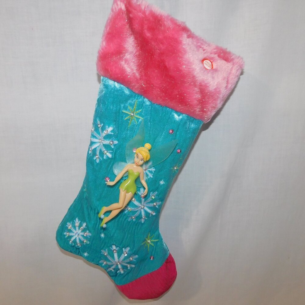 VTG Disney Princess Tinkerbell Fairy Musical Christmas Stocking Gemmy 16" *READ
